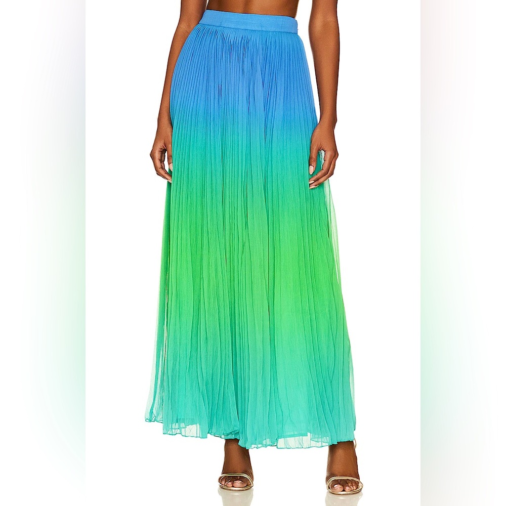 Rococo Sand Revolve KiKi Ombré Dyed S Blue Green Maxi Beach Formal Party Skirt